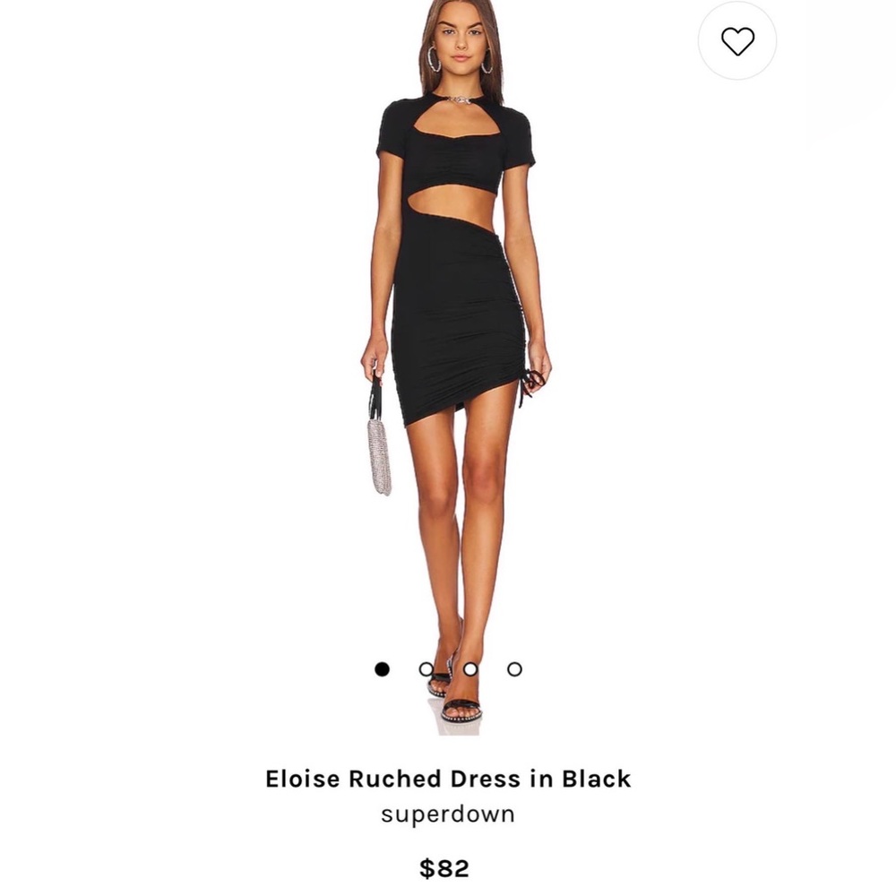 Superdown Eloise ruched black dress XXS selling for $35 new with tags